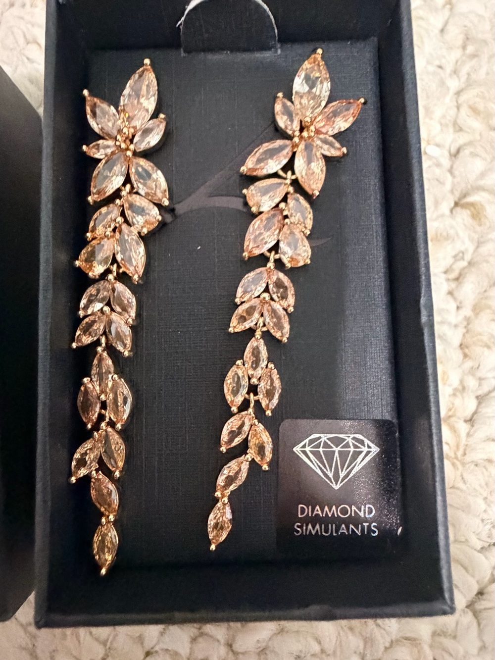 Gold-Tone Champagne Crystal Drop Earrings